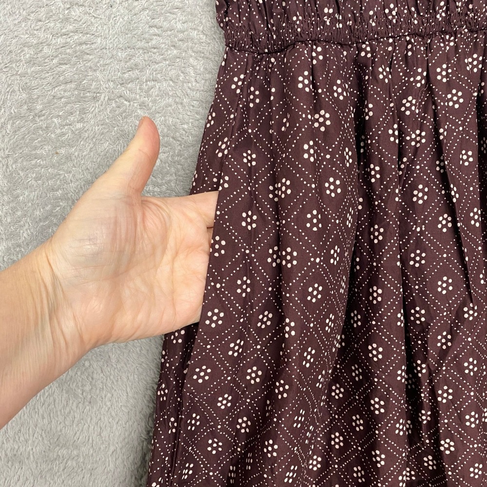 Madewell Dress Small The Melody Smocked Midi Daisy Print Dusty Plum Cotton NV483 - Picture 10 of 15